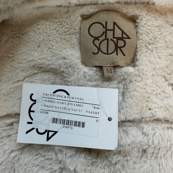 NWT Chaser Faux Suede Faux Fur Sweater Sleeve Snap Bomber Jacket w/ Pockets M - Picture 11 of 15